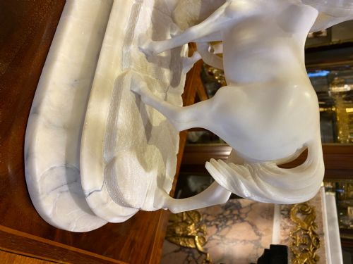 ALABASTER GROUP OF ARABIAN HORSES L'ACCOLADE AFTER J P MENE CIRCA 1900 - ADDITIONAL PHOTO 10