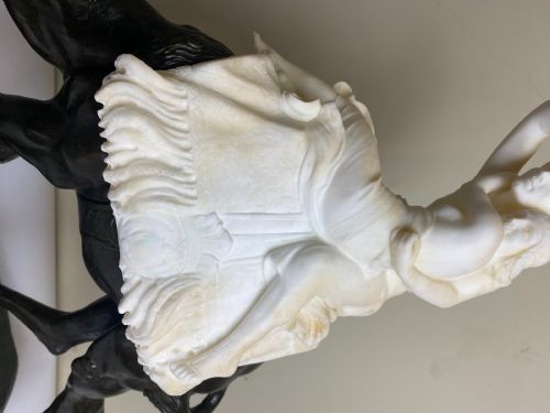 ALABASTER BRONZE SCULPTURE OF COUPLE SEATED ON A CAMEL ITALIAN ALBERTO SACCARDI C 1920S - ADDITIONAL PHOTO 6