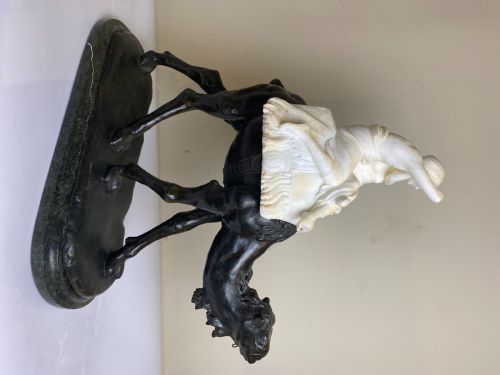 ALABASTER BRONZE SCULPTURE OF COUPLE SEATED ON A CAMEL ITALIAN ALBERTO SACCARDI C 1920S - ADDITIONAL PHOTO 14