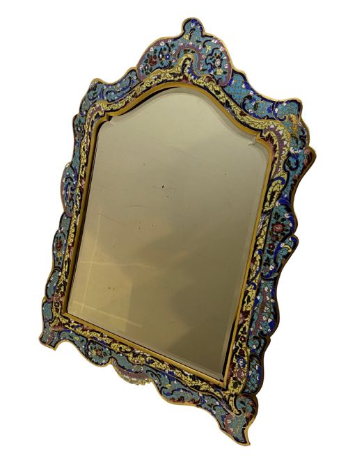 onyx champlev enamel gilt bronze table table top mirror france circa 1890 - CATEGORY: ANTIQUE MIRRORS - DATED 1890