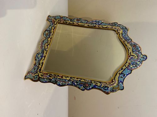 ONYX CHAMPLEV ENAMEL GILT BRONZE TABLE TABLE TOP MIRROR FRANCE CIRCA 1890 - ADDITIONAL PHOTO 1