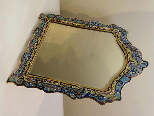 ONYX CHAMPLEV ENAMEL GILT BRONZE TABLE TABLE TOP MIRROR FRANCE CIRCA 1890 - ADDITIONAL PHOTO 2