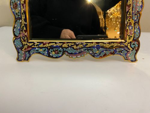 ONYX CHAMPLEV ENAMEL GILT BRONZE TABLE TABLE TOP MIRROR FRANCE CIRCA 1890 - ADDITIONAL PHOTO 4