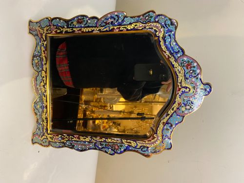 ONYX CHAMPLEV ENAMEL GILT BRONZE TABLE TABLE TOP MIRROR FRANCE CIRCA 1890 - ADDITIONAL PHOTO 9