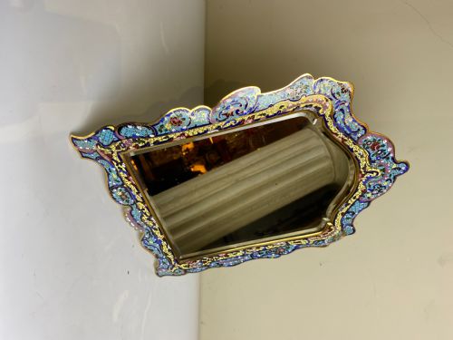 ONYX CHAMPLEV ENAMEL GILT BRONZE TABLE TABLE TOP MIRROR FRANCE CIRCA 1890 - ADDITIONAL PHOTO 12