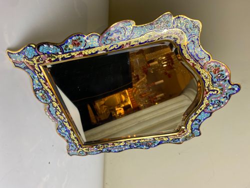 ONYX CHAMPLEV ENAMEL GILT BRONZE TABLE TABLE TOP MIRROR FRANCE CIRCA 1890 - ADDITIONAL PHOTO 13