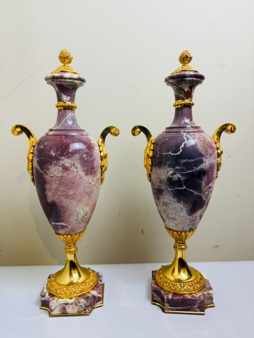 PAIR OF 19TH CENTURY MARBLE BRONZE URN CASSOLETTES FRENCH CIRCA 1880 - ADDITIONAL PHOTO 7