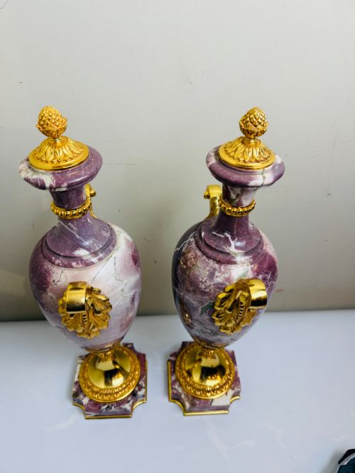 PAIR OF 19TH CENTURY MARBLE BRONZE URN CASSOLETTES FRENCH CIRCA 1880 - ADDITIONAL PHOTO 8