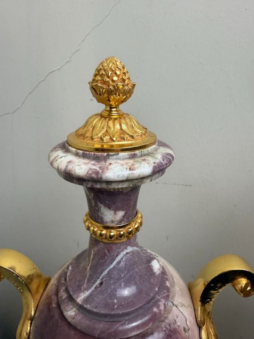 PAIR OF 19TH CENTURY MARBLE BRONZE URN CASSOLETTES FRENCH CIRCA 1880 - ADDITIONAL PHOTO 4
