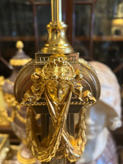 EXCEPTIONAL PAIR OF ANTIQUE GILT BRONZE TABLE LAMPS FRENCH CIRCA 1880 - ADDITIONAL PHOTO 5