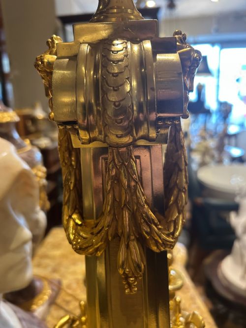EXCEPTIONAL PAIR OF ANTIQUE GILT BRONZE TABLE LAMPS FRENCH CIRCA 1880 - ADDITIONAL PHOTO 8