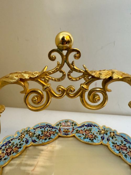 ANTIQUE ORMOLU CHAMPLEVE ENAMEL ONYX CENTREPIECETRAY FRENCH C 1900 - ADDITIONAL PHOTO 6