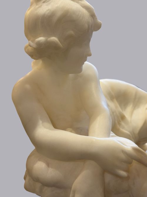 FRENCH TURN OF THE CENTURY ALABASTER RECLINING NUDE C 1900 - ADDITIONAL PHOTO 4