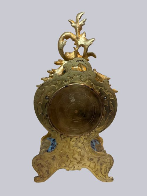 ORNATE FRENCH CHAMPLEVE AND GILT BRONZE TABLE CLOCK - ADDITIONAL PHOTO 5
