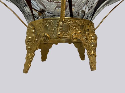 EARLY 20TH CENTURY COLOURED GLASS AND GILT BRONZE CENTRE PIECE BOWL - ADDITIONAL PHOTO 5