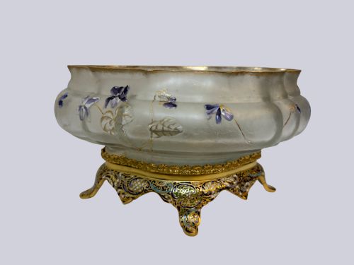 late 19th century french sevres style enamelled crystal centrepiece - CATEGORY: ANTIQUE VASES - DATED 1890