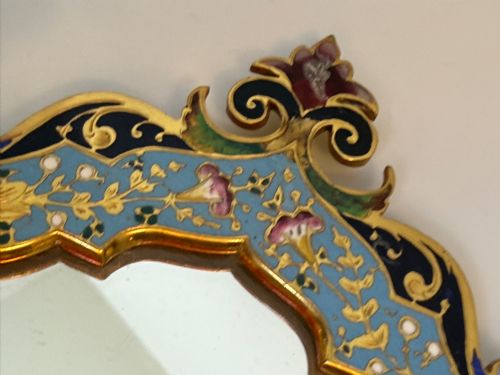 19TH C FRENCH GILT BRONZE AND CHAMPLEVE PICTURE FRAME AND HAND MIRROR - ADDITIONAL PHOTO 7