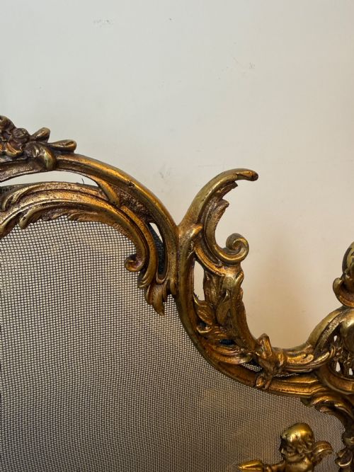 19TH C FRENCH BRONZE FIRE SCREEN WITH CHERUB DETAILING - ADDITIONAL PHOTO 4