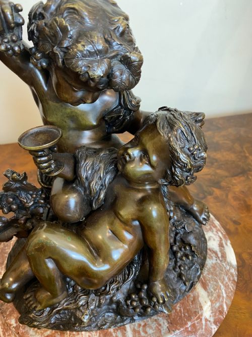 LATE 19TH CENT PAIR OF BRONZE PUTTI GROUPS ON MARBLE BASES AFTER CLODION FRENCH C 1890 - ADDITIONAL PHOTO 8