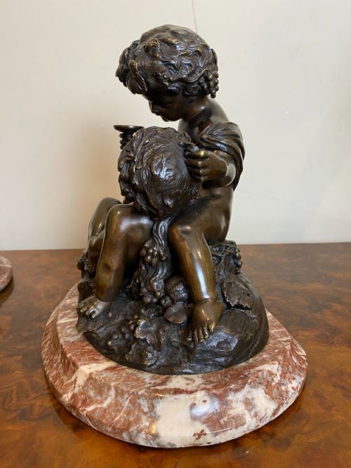 LATE 19TH CENT PAIR OF BRONZE PUTTI GROUPS ON MARBLE BASES AFTER CLODION FRENCH C 1890 - ADDITIONAL PHOTO 9