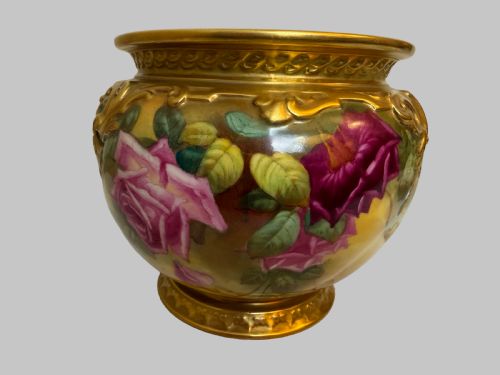 EARLY 20TH C ROYAL WORCESTER ROSE FLORAL VASE - ADDITIONAL PHOTO 2