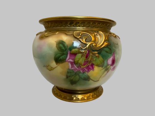 EARLY 20TH C ROYAL WORCESTER ROSE FLORAL VASE - ADDITIONAL PHOTO 3