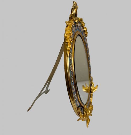 LATE 19TH C FRENCH CHAMPLEVE AND GILT BRONZE LARGE TABLE MIRROR - ADDITIONAL PHOTO 1