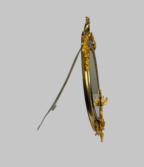 LATE 19TH C FRENCH CHAMPLEVE AND GILT BRONZE LARGE TABLE MIRROR - ADDITIONAL PHOTO 2