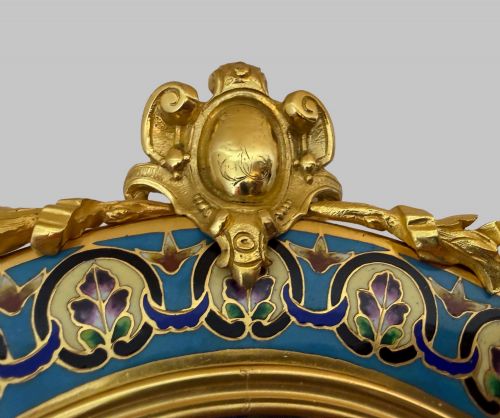LATE 19TH C FRENCH CHAMPLEVE AND GILT BRONZE LARGE TABLE MIRROR - ADDITIONAL PHOTO 5