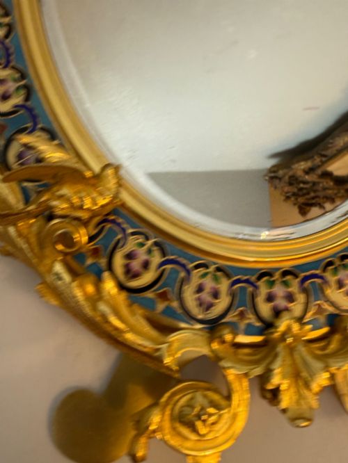 LATE 19TH C FRENCH CHAMPLEVE AND GILT BRONZE LARGE TABLE MIRROR - ADDITIONAL PHOTO 6