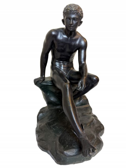 19TH C GRAND TOUR MALE NUDE RESTING ON A ROCK