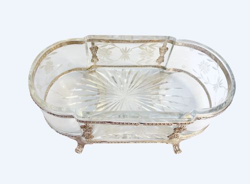 TURN OF THE CENTURY CRYSTAL AND SILVER PLATE JARDINIRE - ADDITIONAL PHOTO 1