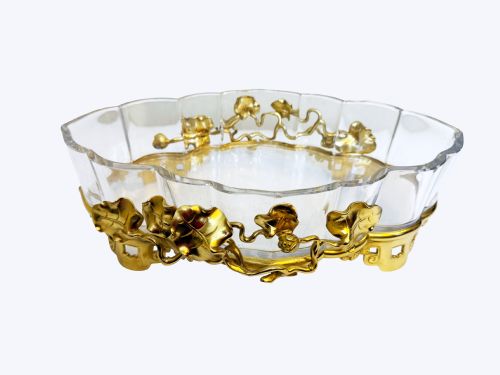 TURN OF THE CENTURY CRYSTAL CENTREPIECE WITH GILT BRONZE FRAME - ADDITIONAL PHOTO 1