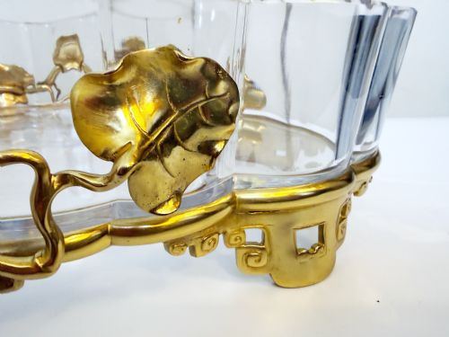 TURN OF THE CENTURY CRYSTAL CENTREPIECE WITH GILT BRONZE FRAME - ADDITIONAL PHOTO 4