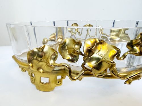 TURN OF THE CENTURY CRYSTAL CENTREPIECE WITH GILT BRONZE FRAME - ADDITIONAL PHOTO 5