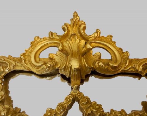 ORNATE ANTIQUE GILT BRONZE TABLE MIRROR - ADDITIONAL PHOTO 2