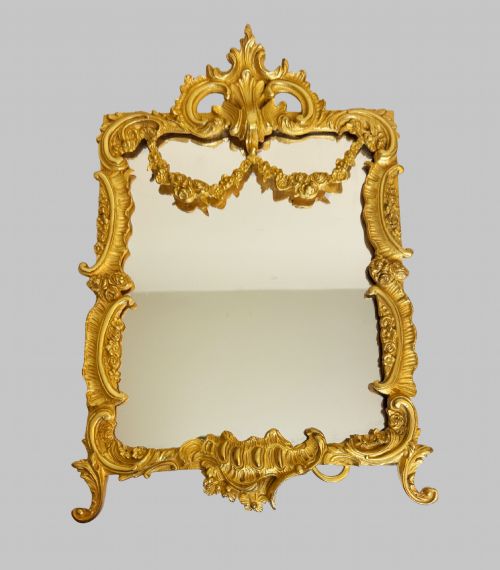 ORNATE ANTIQUE GILT BRONZE TABLE MIRROR - ADDITIONAL PHOTO 8