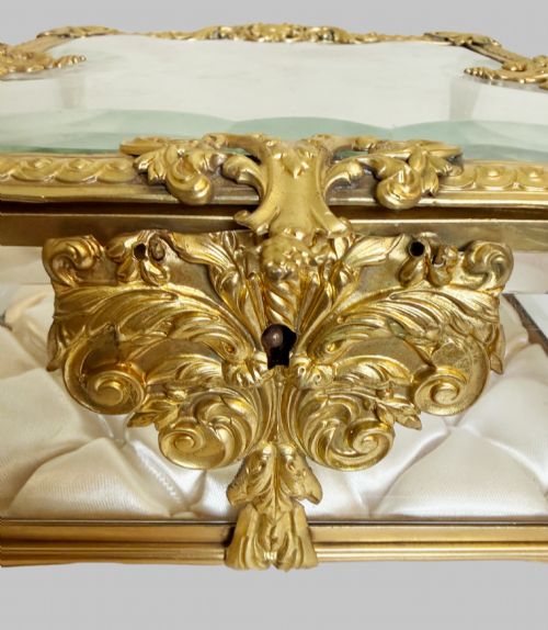 ANTIQUE CRYSTAL JEWELLERY BOX WITH GILT BRONZE FRAME - ADDITIONAL PHOTO 5