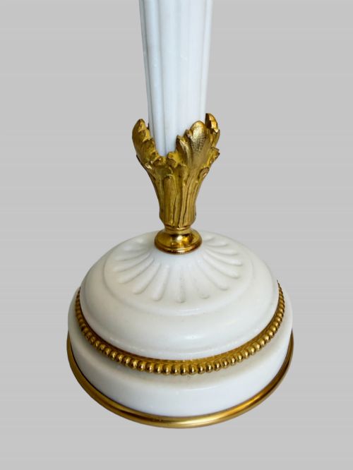 19TH C CARRARA MARBLE PAIR OF CANDELABRAS WITH GILT BRONZE TRIM - ADDITIONAL PHOTO 6