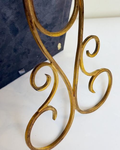 ANTIQUE GILT BRONZE LARGE PICTURE FRAME WITH BLUE TRIM - ADDITIONAL PHOTO 3