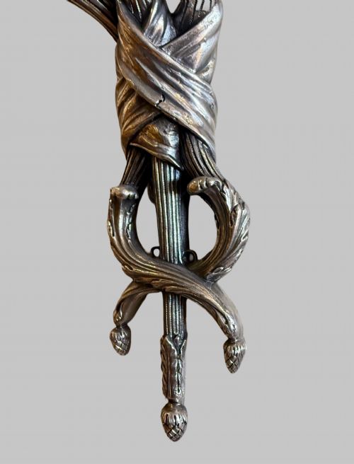 ANTIQUE PAIR OF SILVERED BRONZE WALL SCONCES - ADDITIONAL PHOTO 3