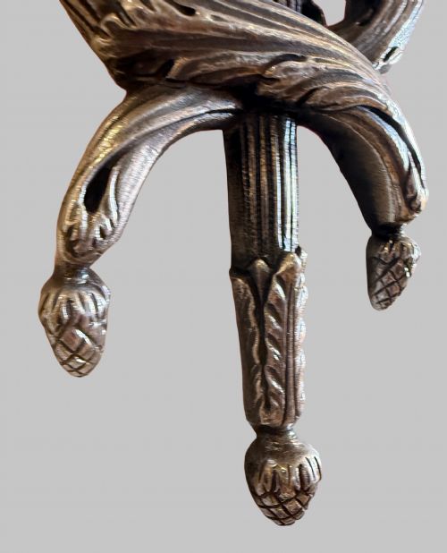 ANTIQUE PAIR OF SILVERED BRONZE WALL SCONCES - ADDITIONAL PHOTO 5