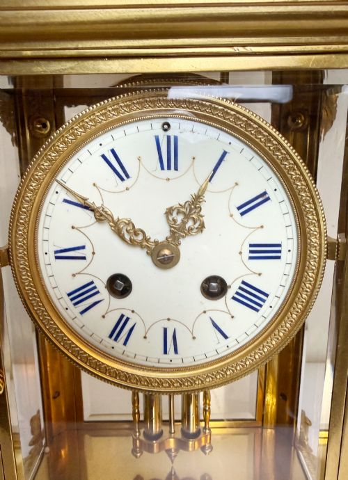 LATE 19TH C GILT BRONZE AND CHAMPLEVE CLOCK GARNET - ADDITIONAL PHOTO 2
