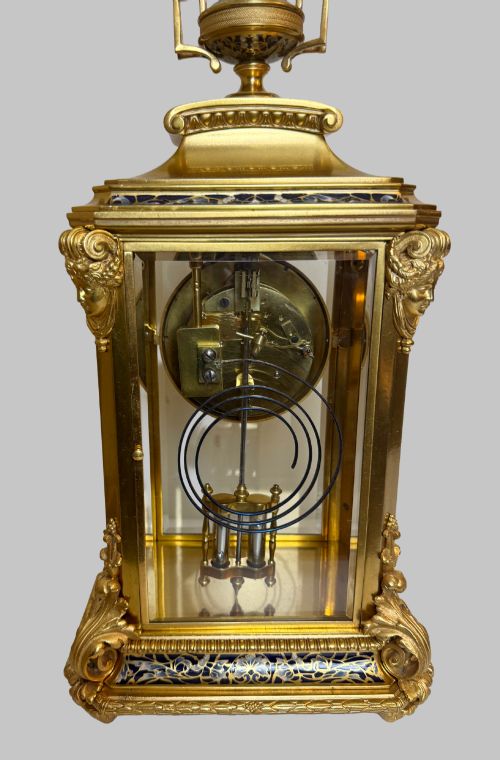LATE 19TH C GILT BRONZE AND CHAMPLEVE CLOCK GARNET - ADDITIONAL PHOTO 7