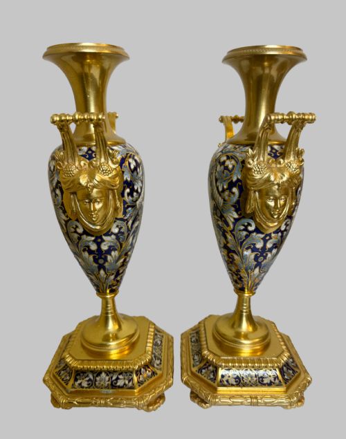 LATE 19TH C GILT BRONZE AND CHAMPLEVE CLOCK GARNET - ADDITIONAL PHOTO 9