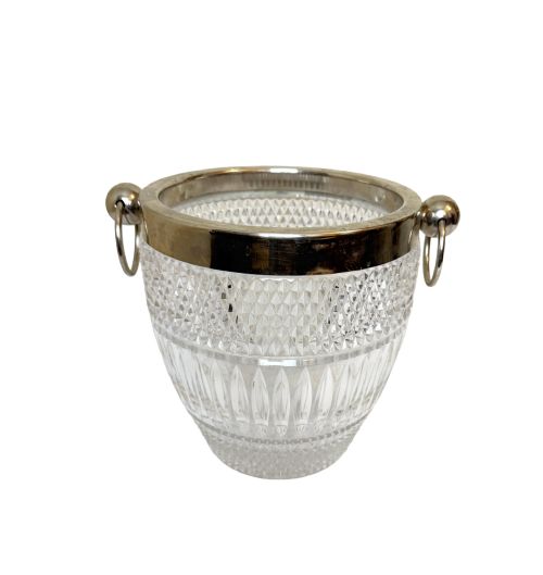 ANTIQUE CUT CRYSTAL AND SILVERPLATE ICE BUCKET