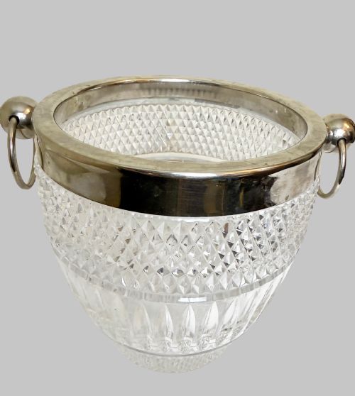ANTIQUE CUT CRYSTAL AND SILVERPLATE ICE BUCKET - ADDITIONAL PHOTO 1