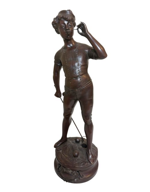 Bronze Young Man Smoking with Croquet Mallet