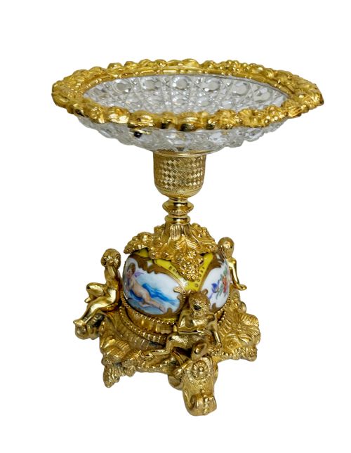 Antique Gilt Bronze and Cut Crystal Centrepiece with Cherubs