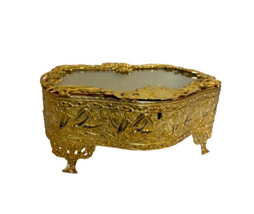 Art Nouveau Gilt Bronze and Glass Jewellery Box